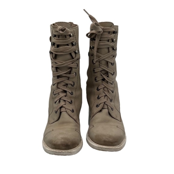 Sam Edelman Cream Darwin Tumbled Leather Chunk Heel Combat Boots Size 6 Women’s - Picture 3 of 10